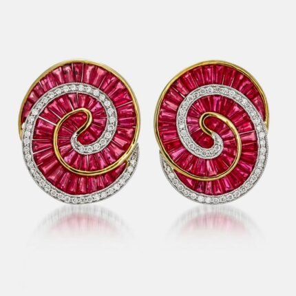 Spiral Ruby Stud Earrings