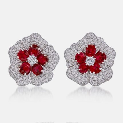 Pave Ruby Gemstone Earrings