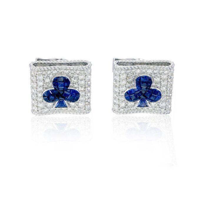 Blue Sapphire and Diamond Clubs Cufflinks
