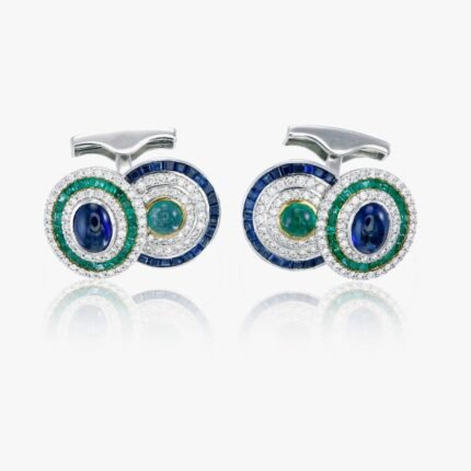 Pair of Emerald and Sapphire Cufflinks