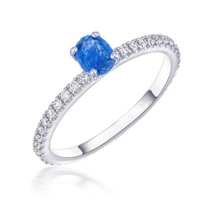 Earthy Diamond and Kashmir Blue Sapphire Ring