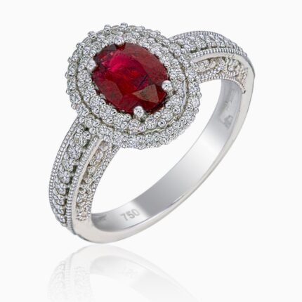 Burmese No Heat Pigeon Blood Ruby Diamond Ring