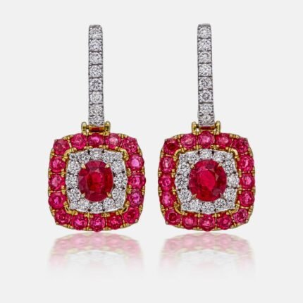 Vintage Style Ruby Diamind Earrings