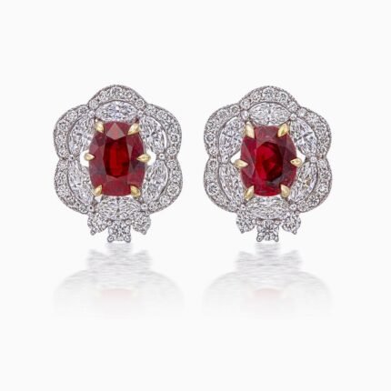 Simple Ruby Diamond Earrings Studs