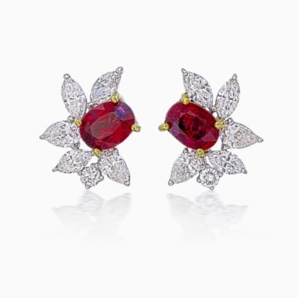 Timeless Floral Ruby And Diamond Earrings