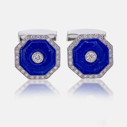 blue enamel diamond cufflinks