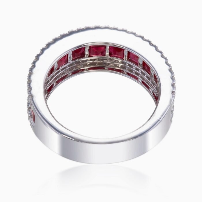 Unisex Ruby and Diamond Band Ring