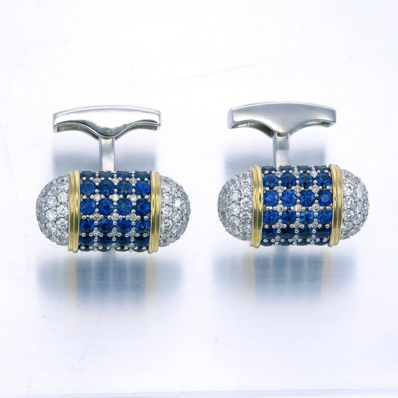 Blue Sapphire and Diamond Cufflinks