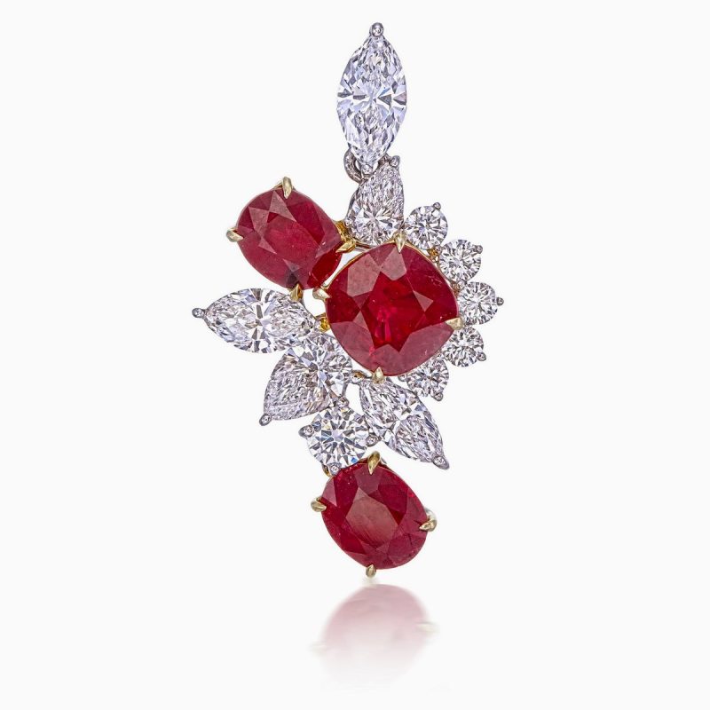 Pigeon Blood Ruby Diamond Pendant