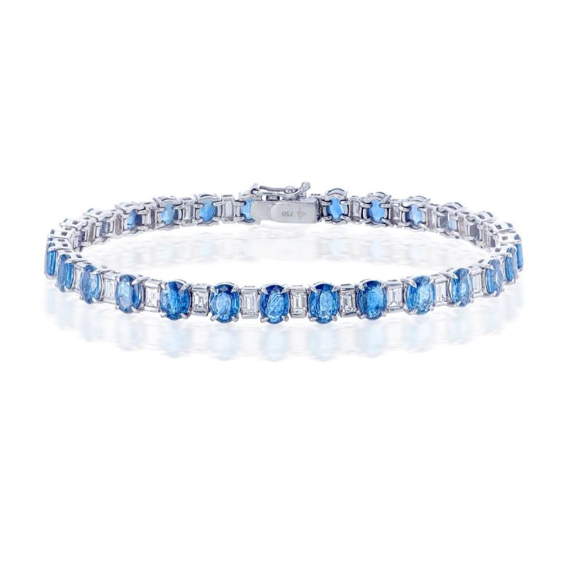 Blue Sapphire and Diamond Tennis Bracelet